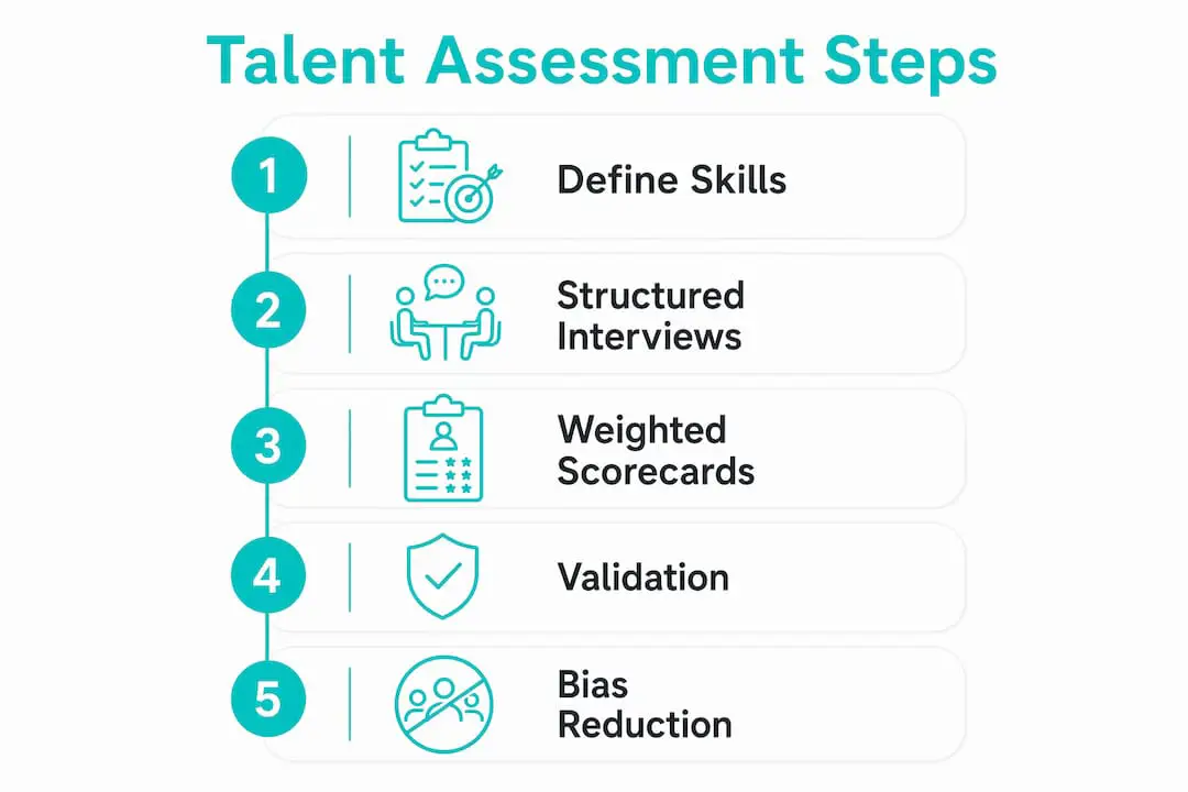 Infographic showing key steps in talent assessment process