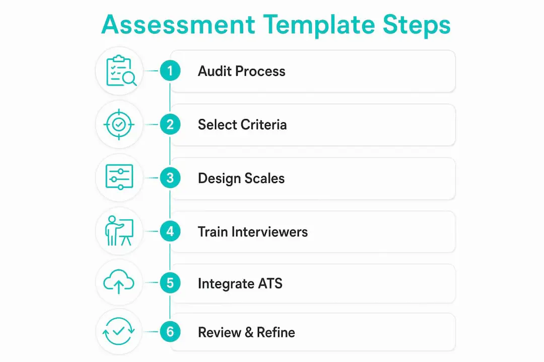 Infographic outlining steps to implement assessment templates