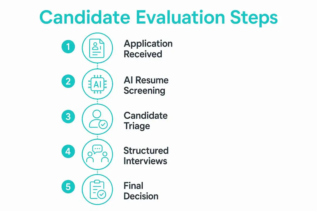 Infographic showing candidate evaluation process steps