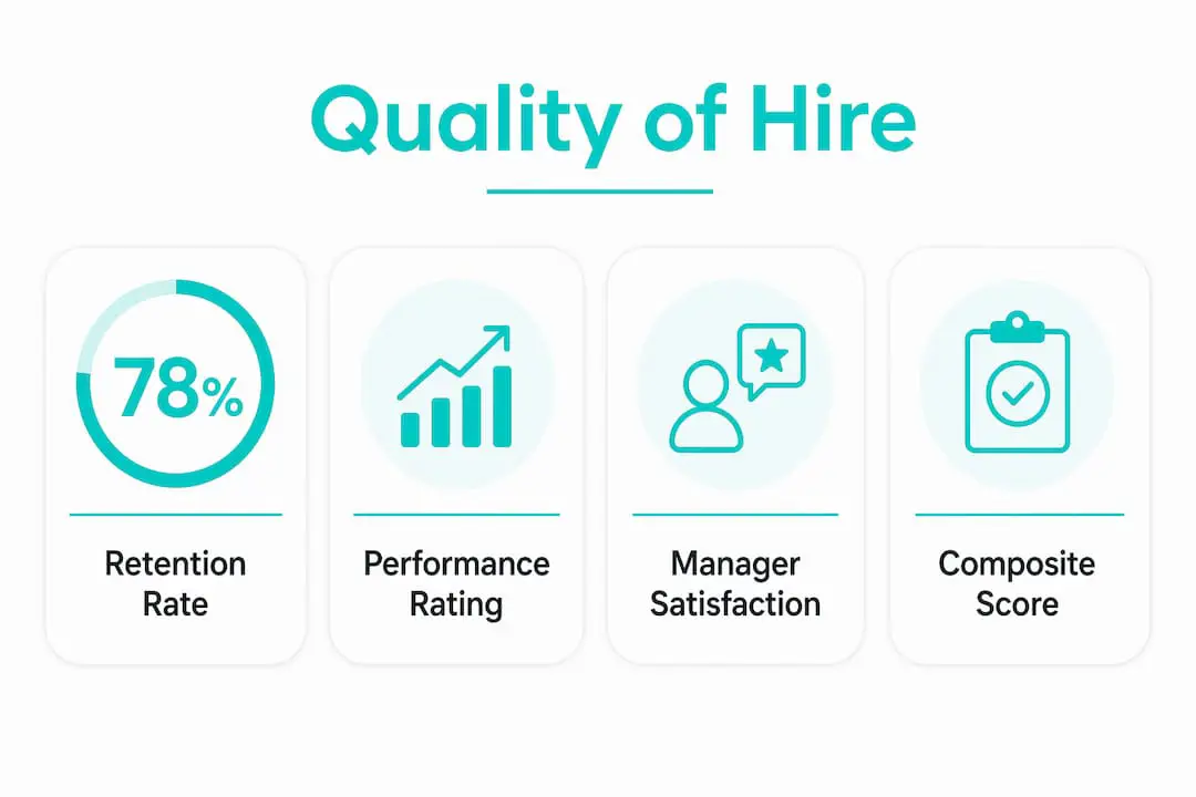 Infographic showing quality of hire key metrics