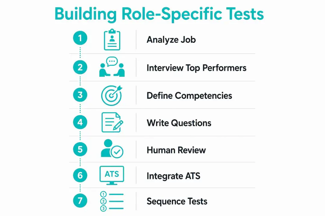 Infographic detailing steps to build role-specific tests