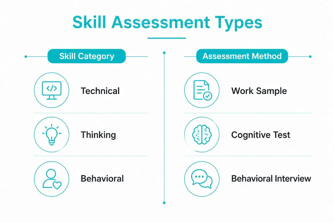 Infographic comparing skill categories and assessments