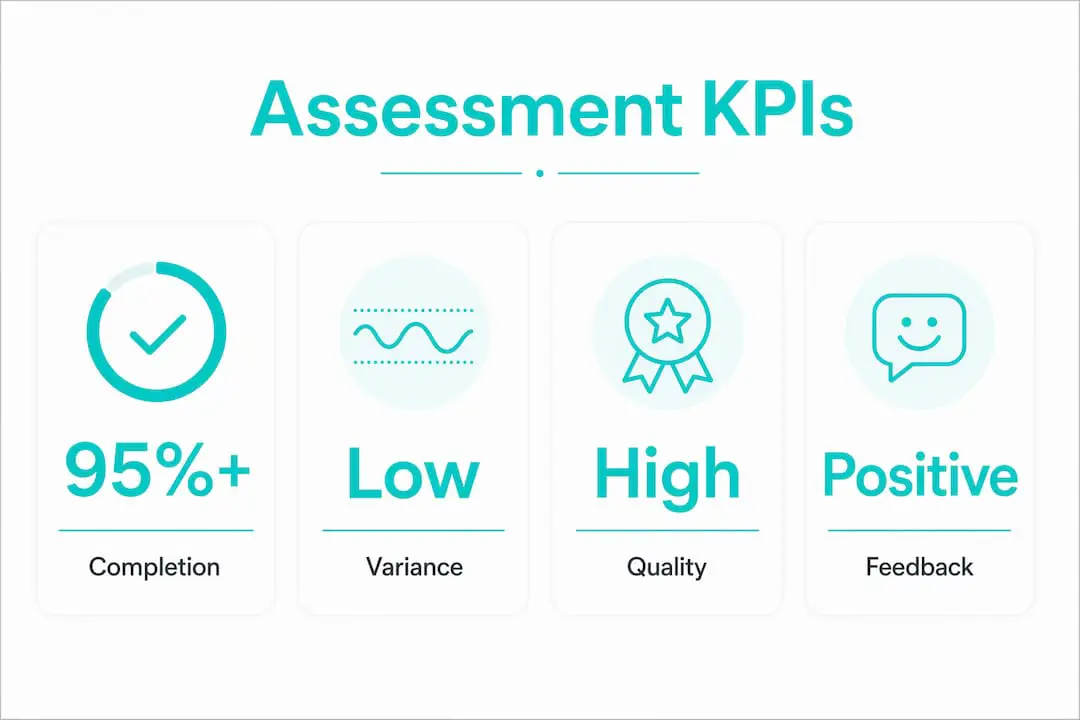 Infographic showing key assessment training performance metrics