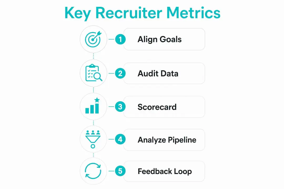 Infographic outlining five essential recruiter efficiency steps