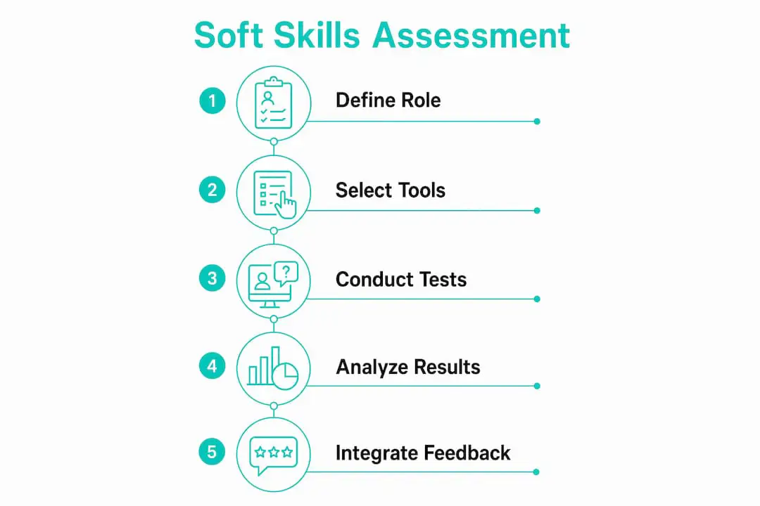 Infographic showing soft skills assessment process steps